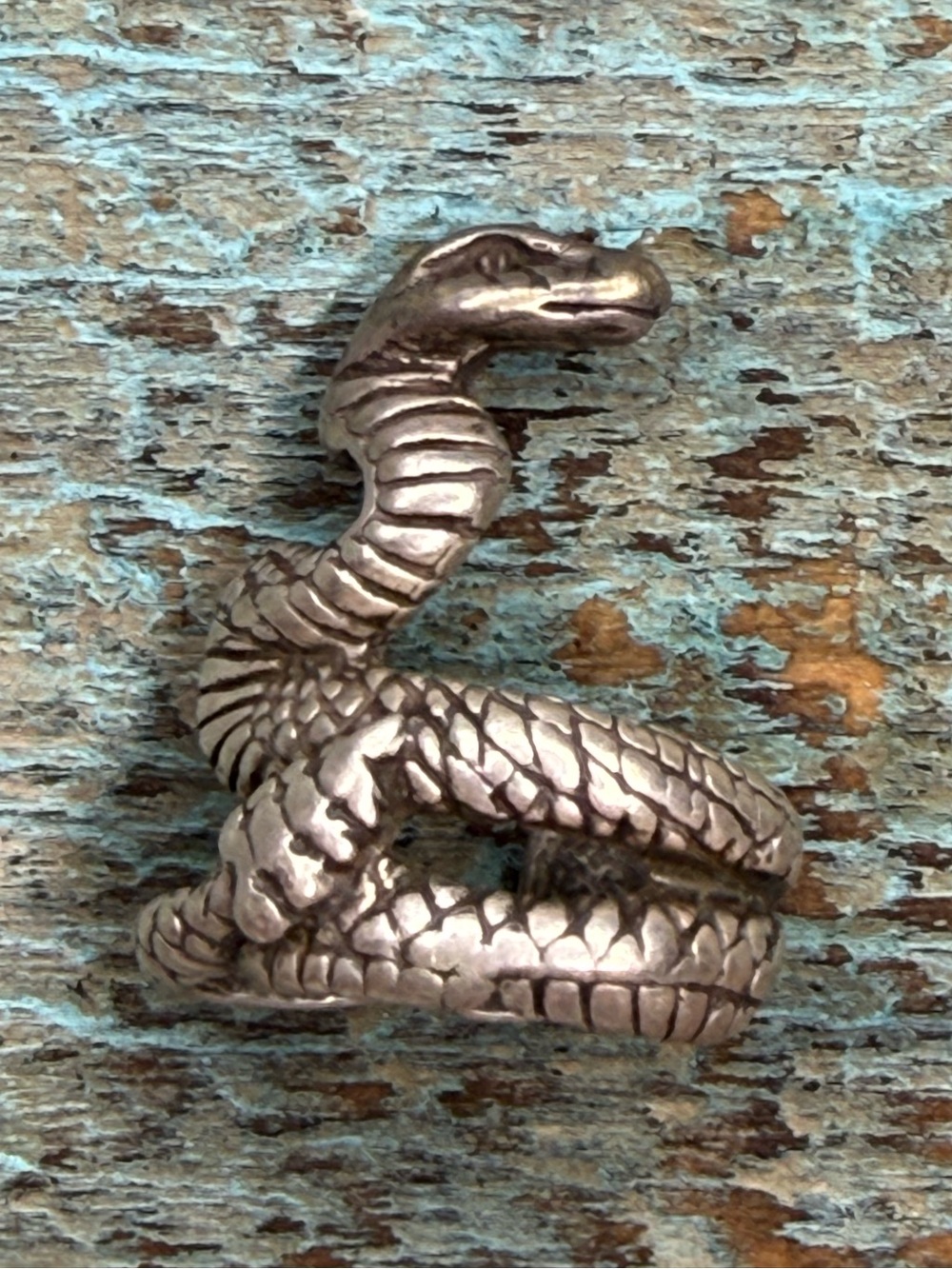 Vintage Sterling Silver Coiled Serpent Ring 🐍✨